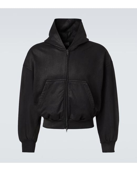 Balenciaga Black Cotton Jersey Zip-Up Hoodie for men