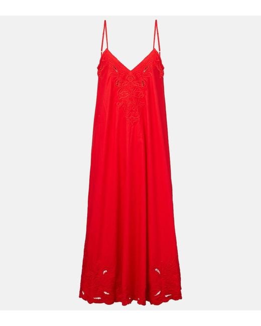 Juliet Dunn Embroidered Cotton Poplin Midi Dress