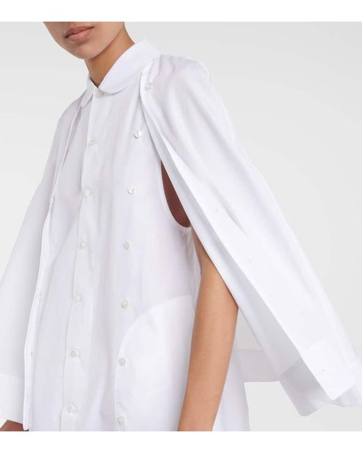 Vestido camisero de popelin de algodon Noir Kei Ninomiya de color White