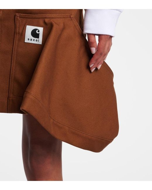 Sacai Brown X Carhartt Cotton Canvas Miniskirt
