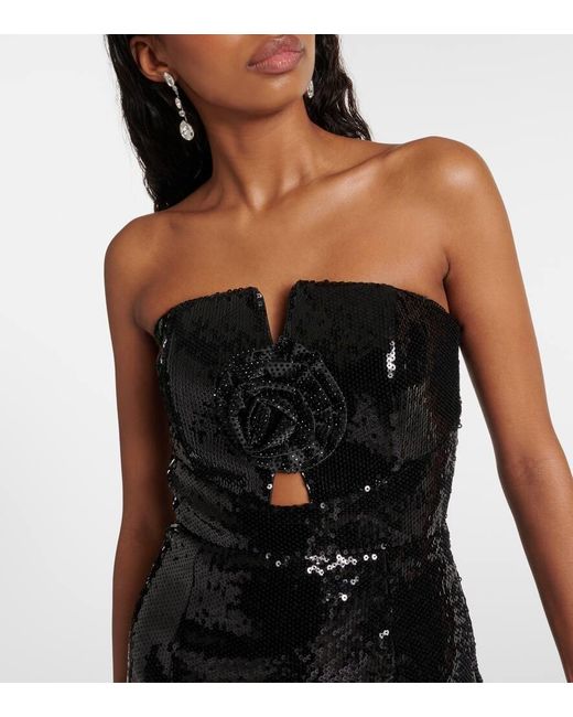 Rebecca Vallance Black Denise Sequined Strapless Minidress