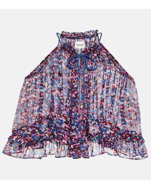 Isabel Marant Purple Fabino Printed Georgette Top