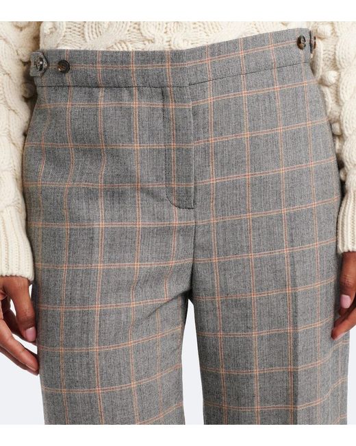 Stella McCartney Gray Checked Wool Wide-Leg Pants