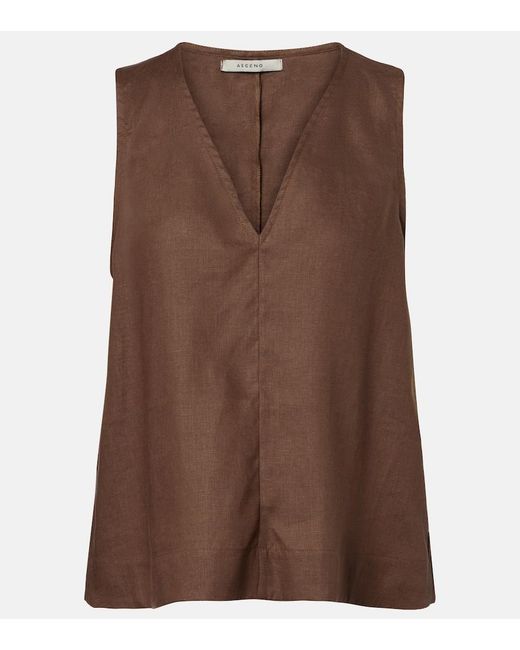 Asceno Brown Linen Top
