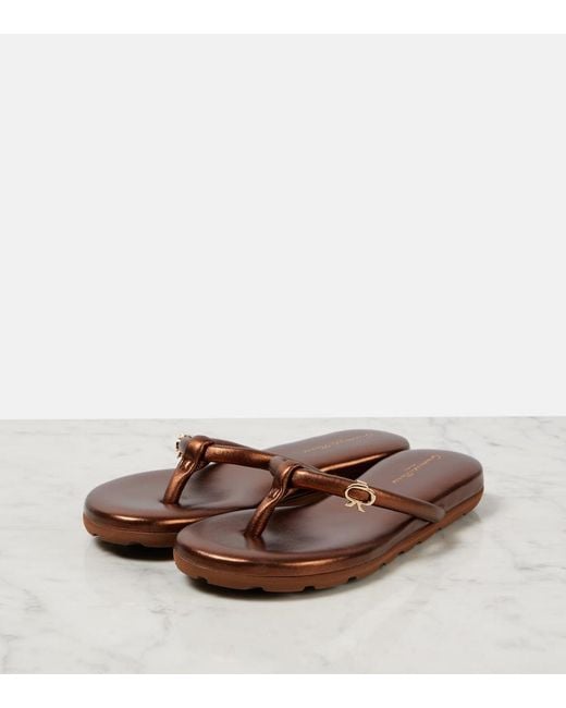 Gianvito Rossi Brown Fiji Leather Thong Sandals
