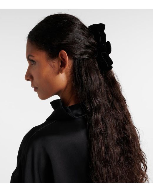 Jennifer Behr Black Matilda Velvet Hair Clip