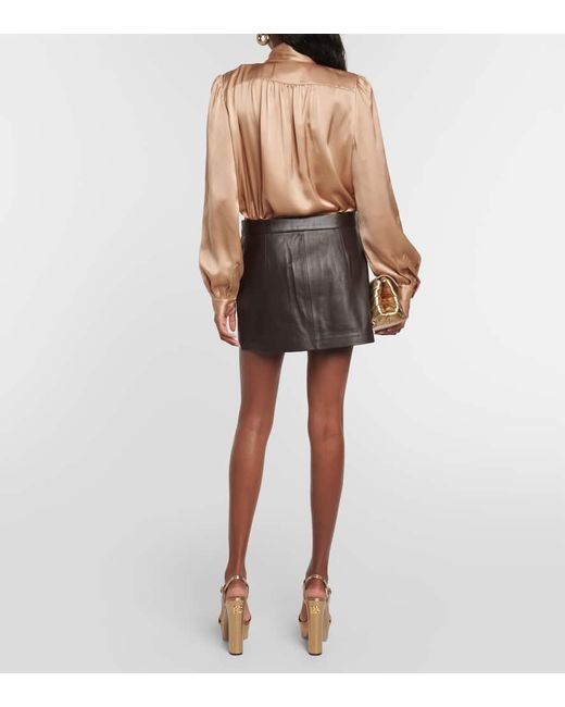 FRAME Brown Leather Miniskirt