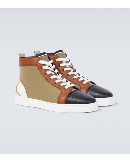 Christian Louboutin Brown Fun Louis Leather-trimmed Sneakers for men