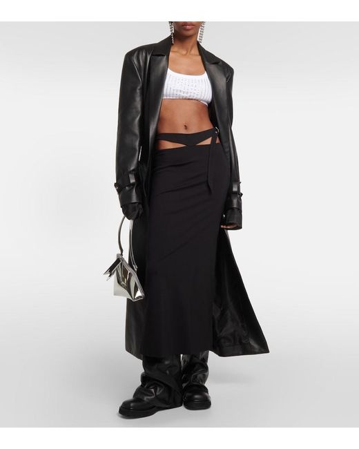 The Attico Black Cutout Midi Skirt