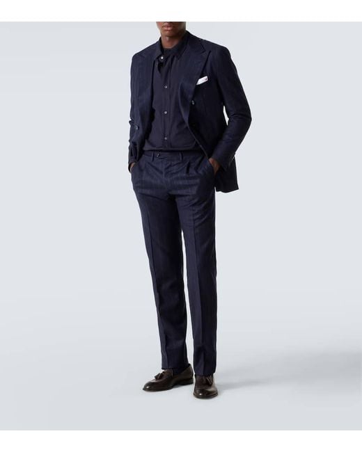 Traje De Lana Y Cachemir A Rayas Kiton de hombre de color Blue