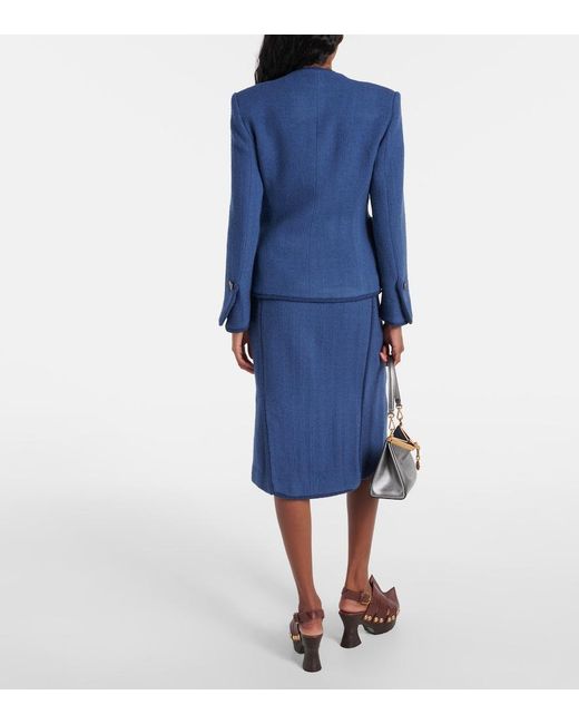 Etro Blue Wool-Blend Blazer