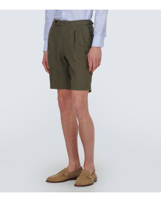 Incotex Green Linen Shorts for men