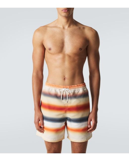 Loewe Orange Paula's Ibiza Striped Swim Trunks for men