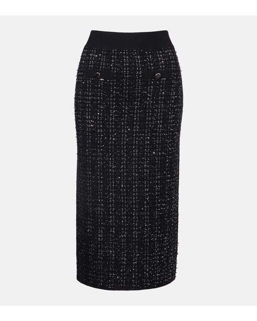 Veronica Beard Black Corbin Tweed Midi Skirt