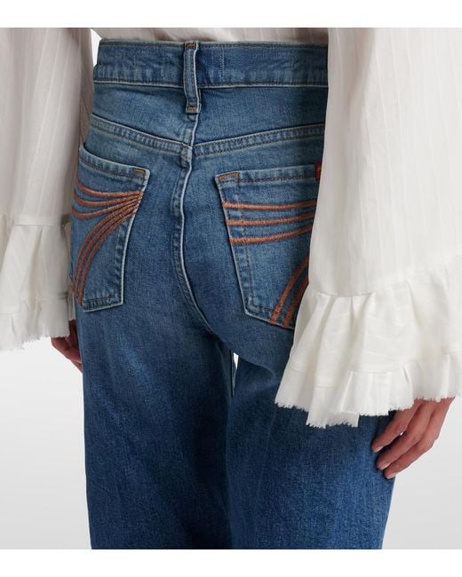 7 For All Mankind Blue Dojo Flared Jeans