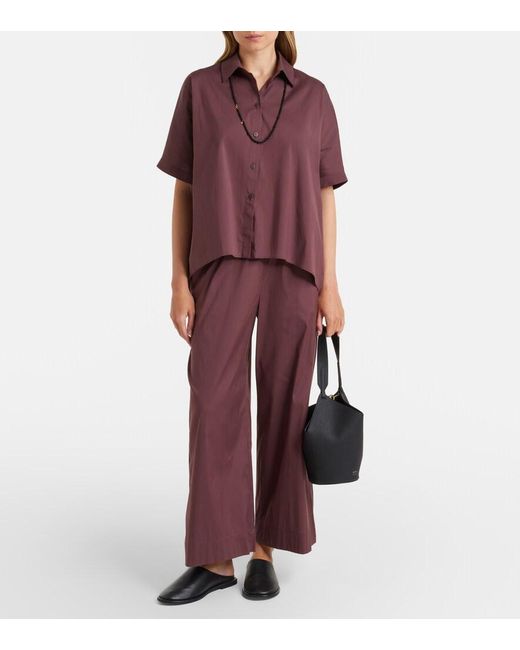 Max Mara Red Pece Cotton-Blend Wide-Leg Pants
