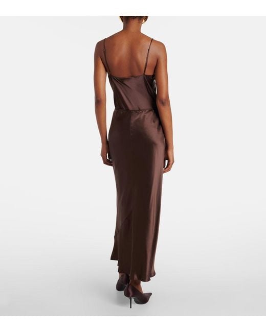 Dorothee Schumacher Brown Sense Of Shine Silk Satin Slip Skirt