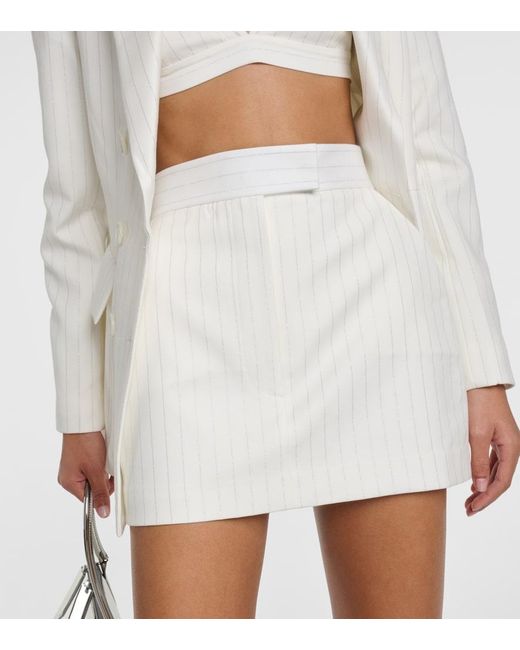 Alex Perry White High-Rise Pinstripe Miniskirt