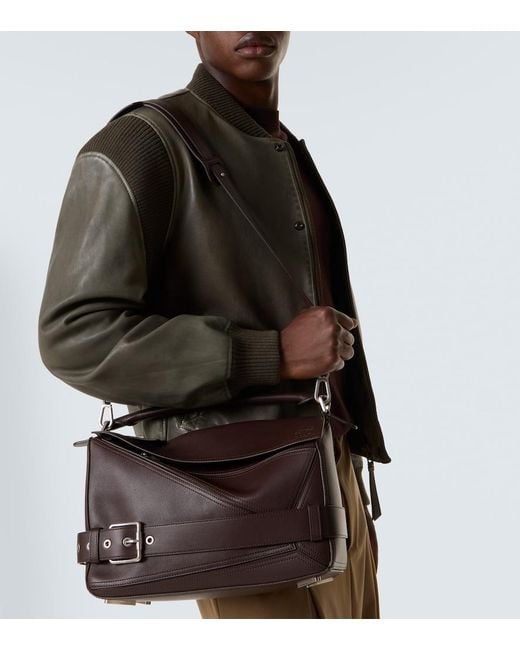 Loewe Black Puzzle Biker Large Leather Shoulder Bag for men