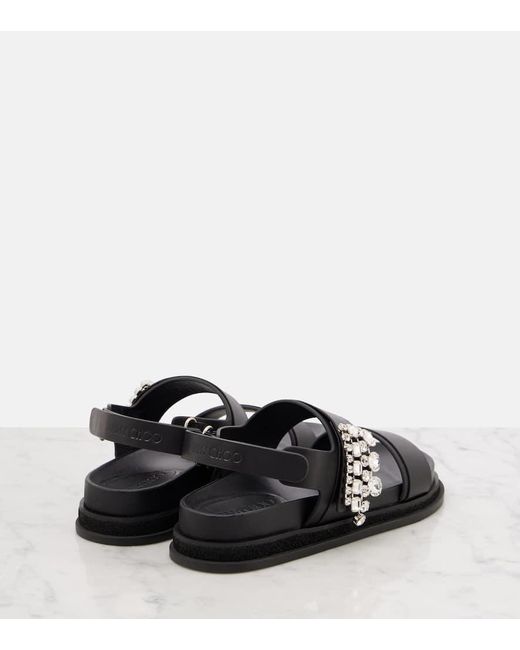 Jimmy Choo Black Verity Embellished Leather Sandals