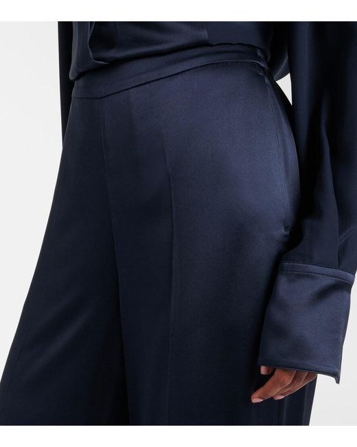 Pantalon Ample Dijon En Satin De Soie Joseph en coloris Blue