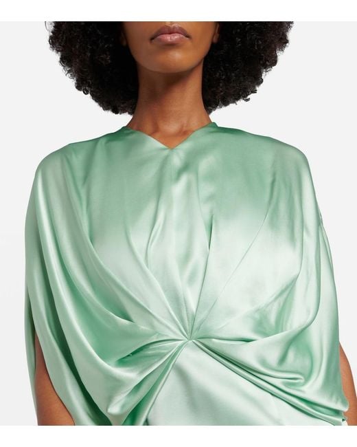 Roksanda Green Tari Gathered Silk Cocktail Dress