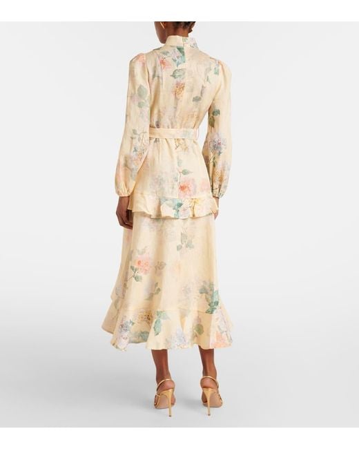 Zimmermann Natural Illuminate Peplum Midi Dress