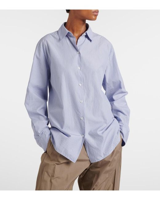 The Row Blue Sisilia Striped Cotton Shirt