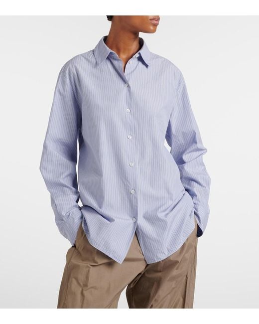 The Row Blue Sisilia Striped Cotton Shirt