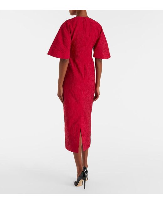 Roksanda Red Falah Cloque Midi Dress