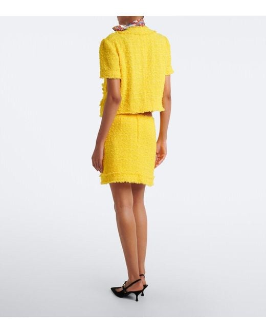 Dolce & Gabbana Yellow Cotton-Blend Tweed Miniskirt
