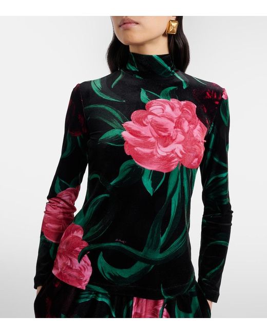 LaDoubleJ Red Floral Turtleneck Top