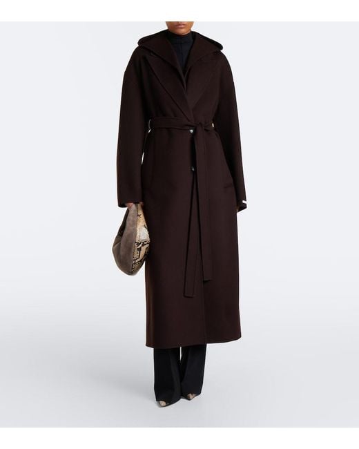 Sportmax Black Belted Virgin Wool Coat