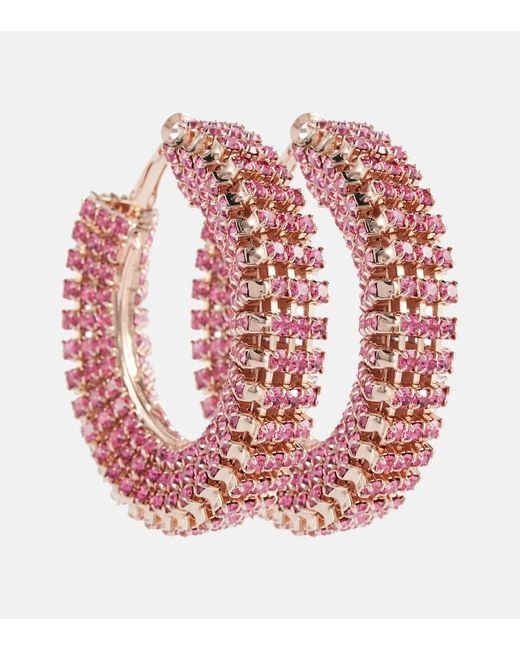 Magda Butrym Pink Crystal-Embellished Hoop Earrings