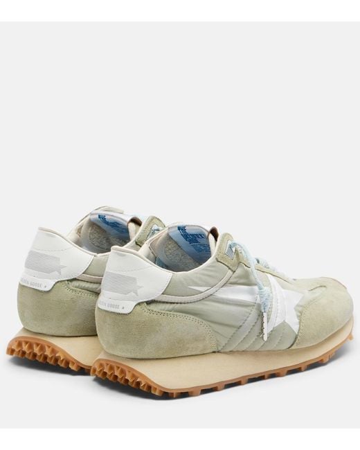 Golden Goose Deluxe Brand White Running Marathon Suede-Trimmed Sneakers