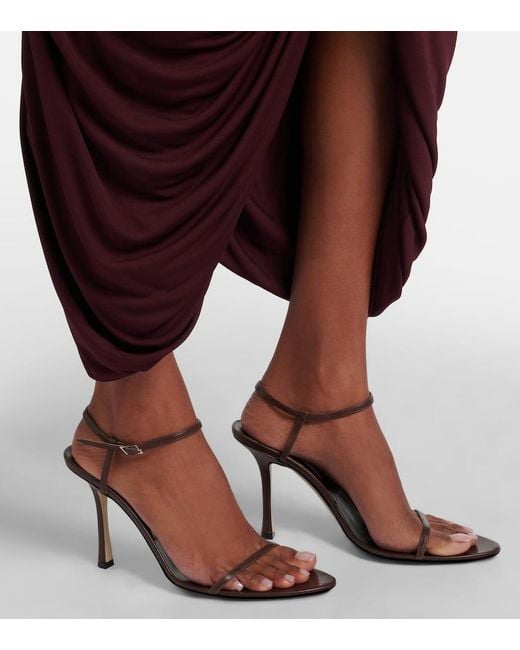Christen White Double Strap 95 Leather Sandals