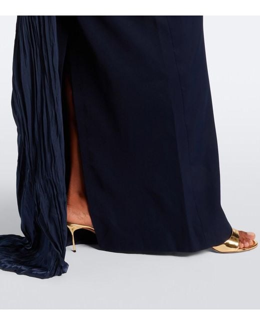 Marmar Halim Blue Embellished Bustier Gown And Cape Set