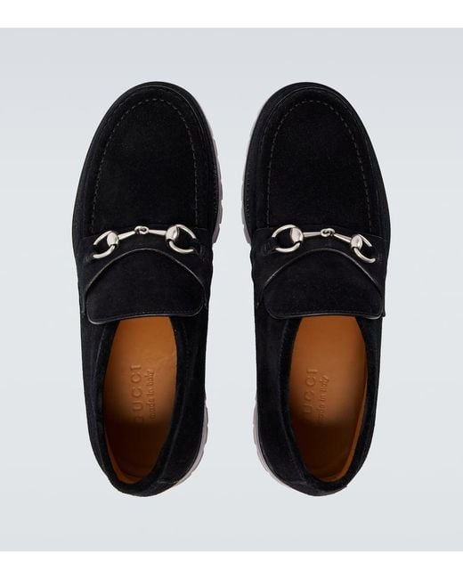 Botines De Ante Con Horsebit Gucci de hombre de color Black