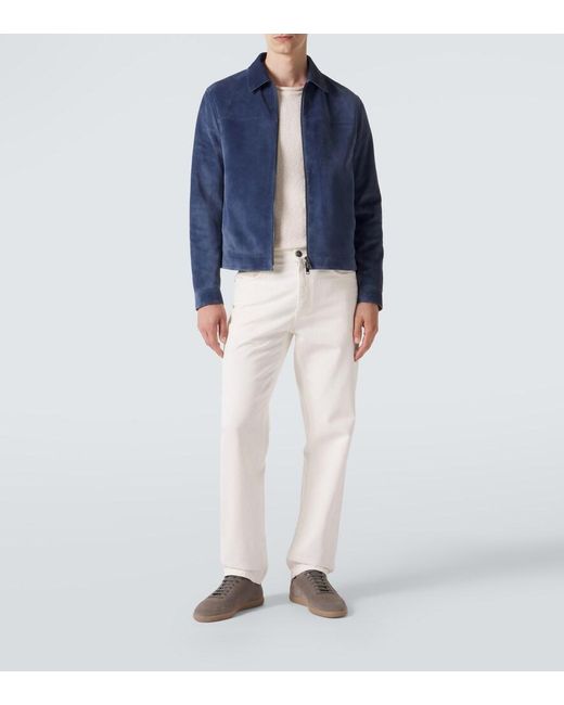Zegna Blue Suede Jacket for men