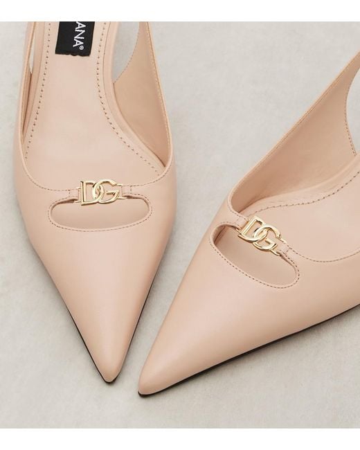 Dolce & Gabbana Pink Lollo Dg Leather Slingback Pumps