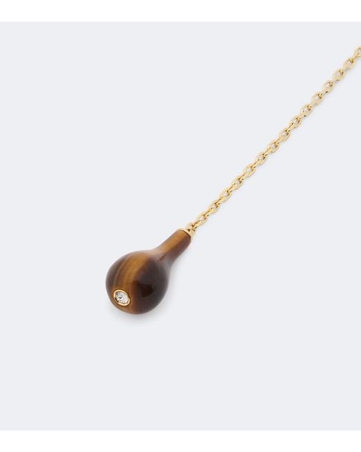 Totême White Tiger's Eye Embellished 18Kt-Plated Necklace