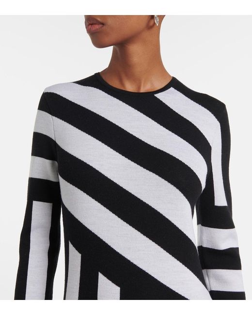 Gabriela Hearst Black Seema Striped Wool Maxi Dress
