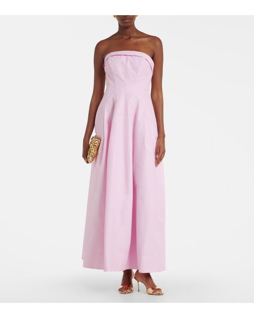 Jonathan Simkhai Pink Avril Cotton-Blend Bustier Gown