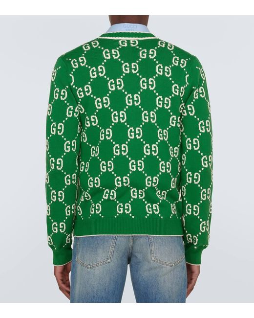 Cardigan de algodon con GG en intarsia Gucci de hombre de color Green