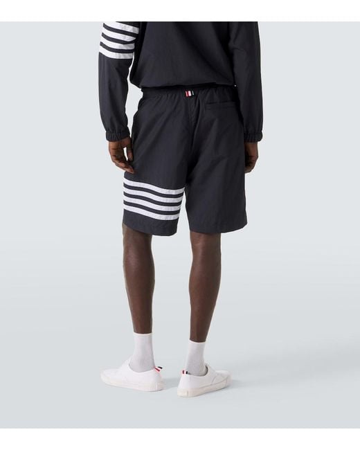 Thom Browne Blue 4-Bar Ripstop Shorts for men