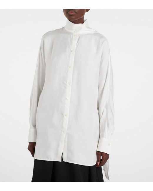 Ferragamo White Tie-Neck Blouse
