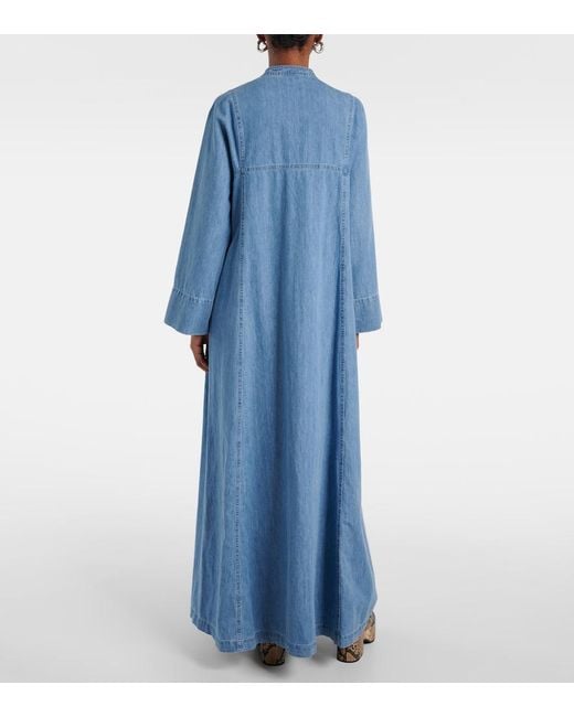 dries van noten denim dress Dries Van Noten Cotton Denim Debano Tank Dress in Indigo Blue
