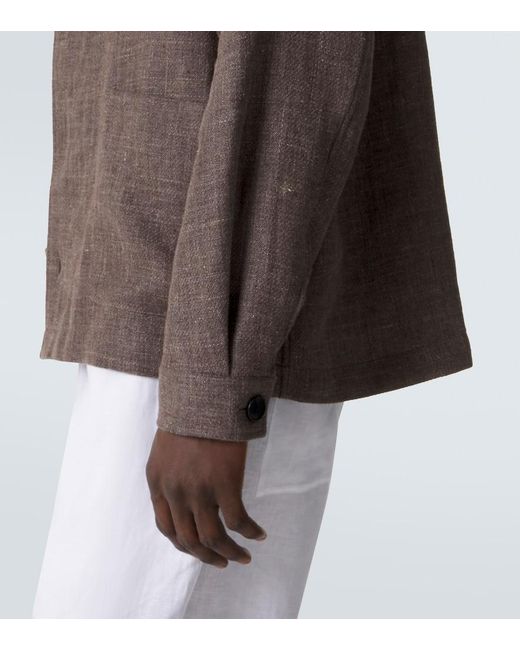 Sunspel Brown Cotton And Linen Jacket for men