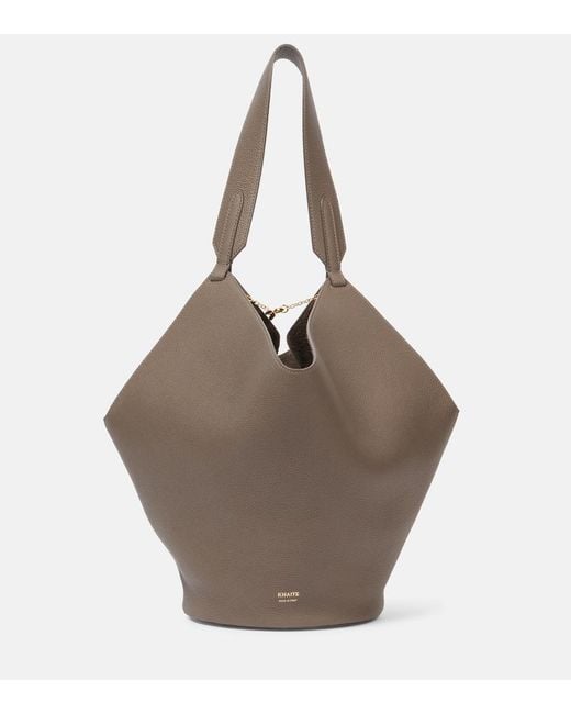 Khaite Brown Lotus Small Leather Tote Bag