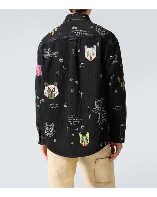 Loewe X Louis Wain Bestickte Hemdjacke Aus Denim in Black für Herren